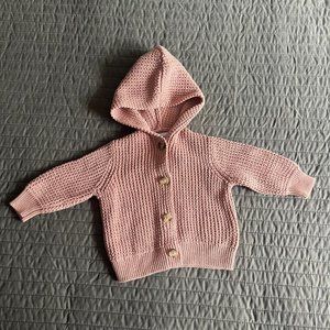 OLD NAVY Hooded Button-Front Knit Cardigan for Baby 6-12m